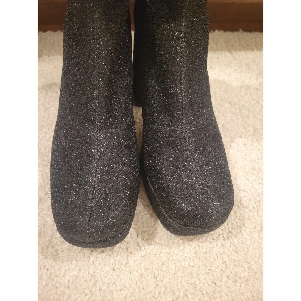 New ABOUND Steffie Platform Bootie In Black Glitter Women's Size 7 Zipper Party